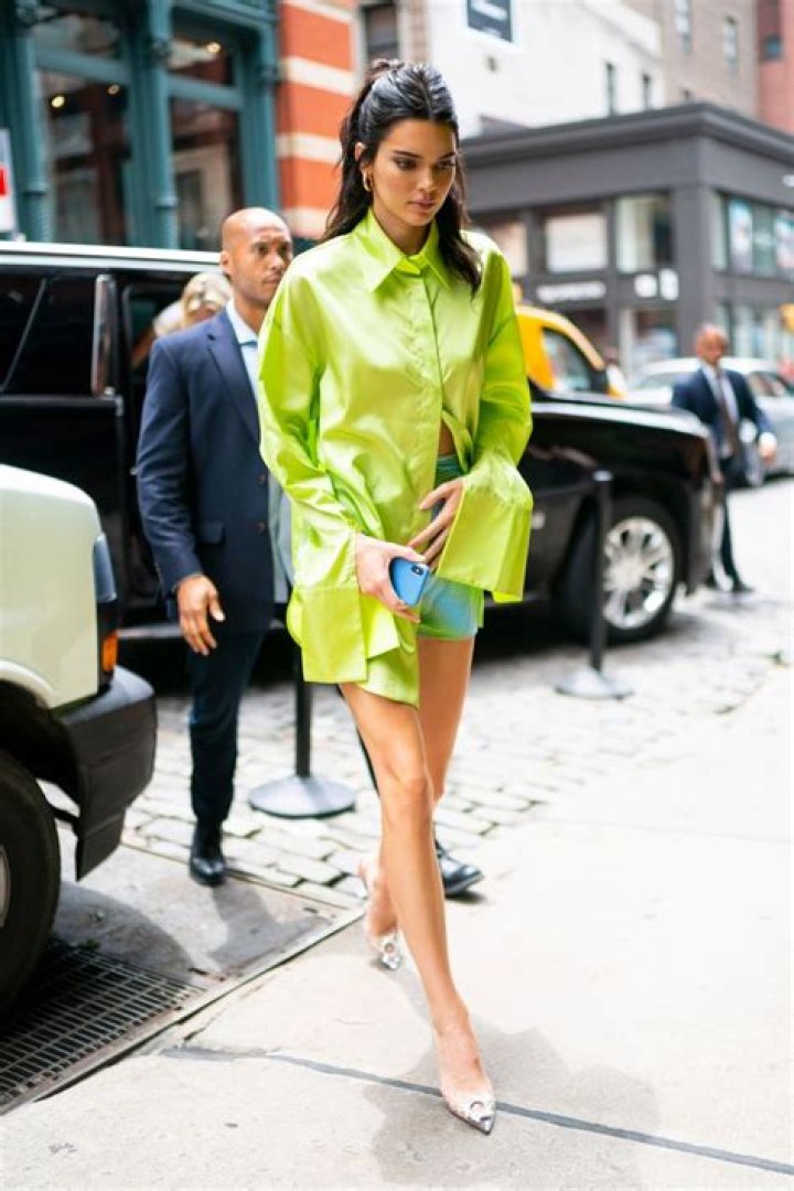 Legs for Days! Kendall Jenner Rocks a Mini Skirt and Neon Blouse in NYC — See Photos