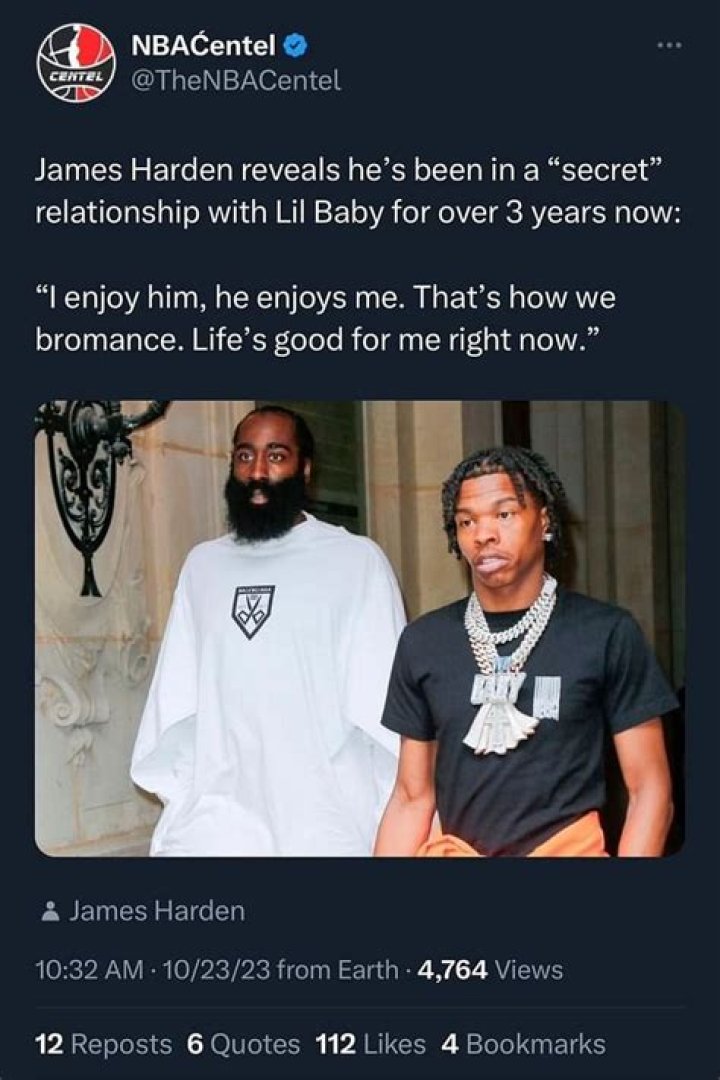 What is the relationship between James Harden and Lil Baby?